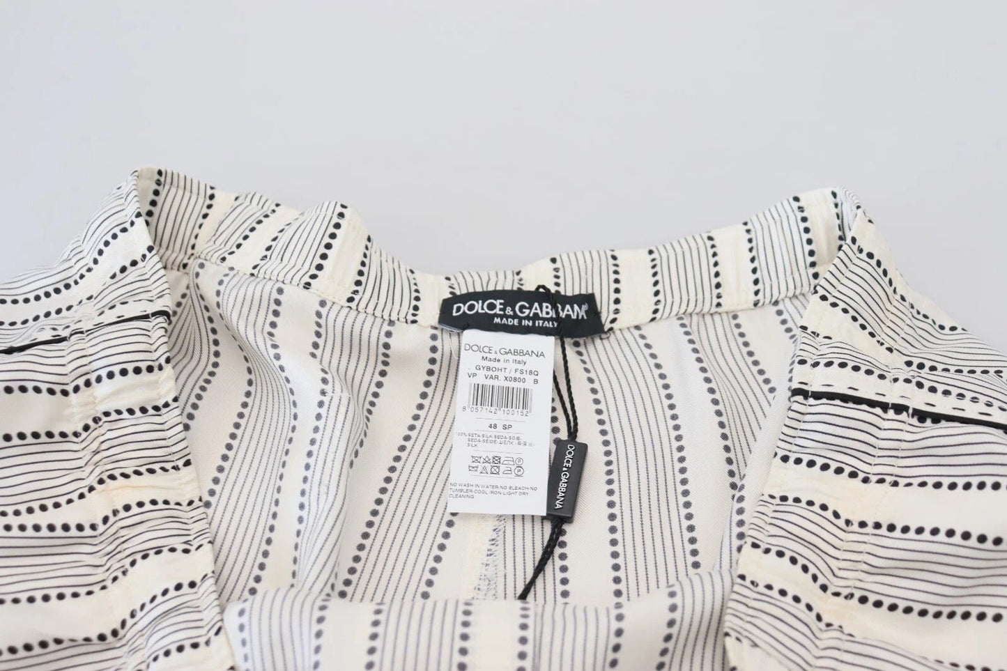 Dolce & Gabbana White Stripes Silk Lounge Trouser Pants – IT48 | M par Dolce & Gabbana | Disponible sur Sandy Store ByNet