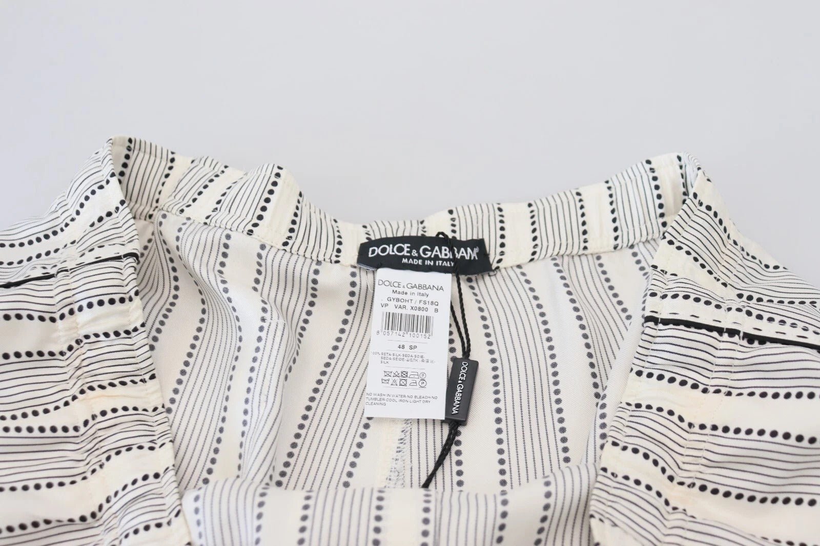 Dolce & Gabbana White Stripes Silk Lounge Trouser Pants – IT48 | M par Dolce & Gabbana | Disponible sur Sandy Store ByNet