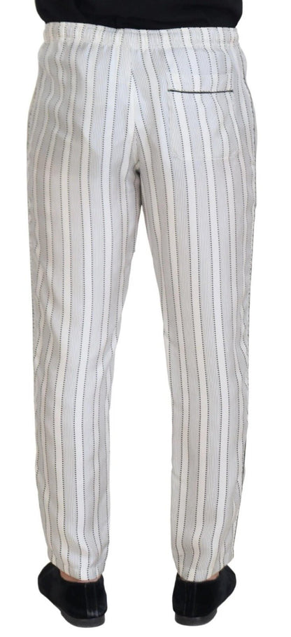 Dolce & Gabbana White Stripes Silk Lounge Trouser Pants – IT48 | M par Dolce & Gabbana | Disponible sur Sandy Store ByNet