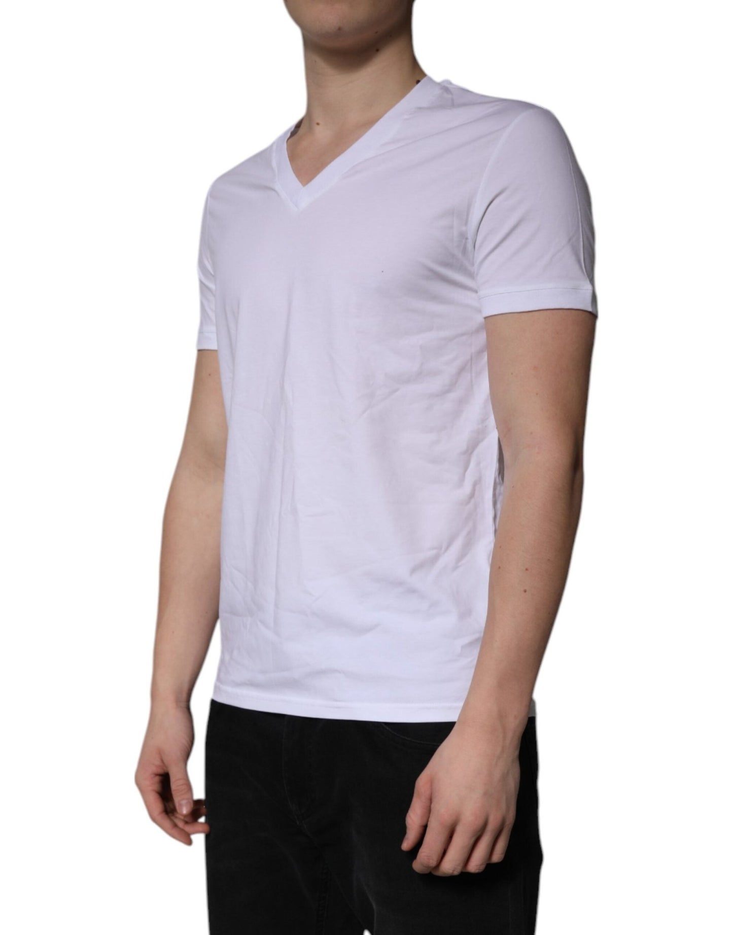 Dolce & Gabbana White V - neck Short Sleeves Underwear T-shirt - Sandy Store ByNet