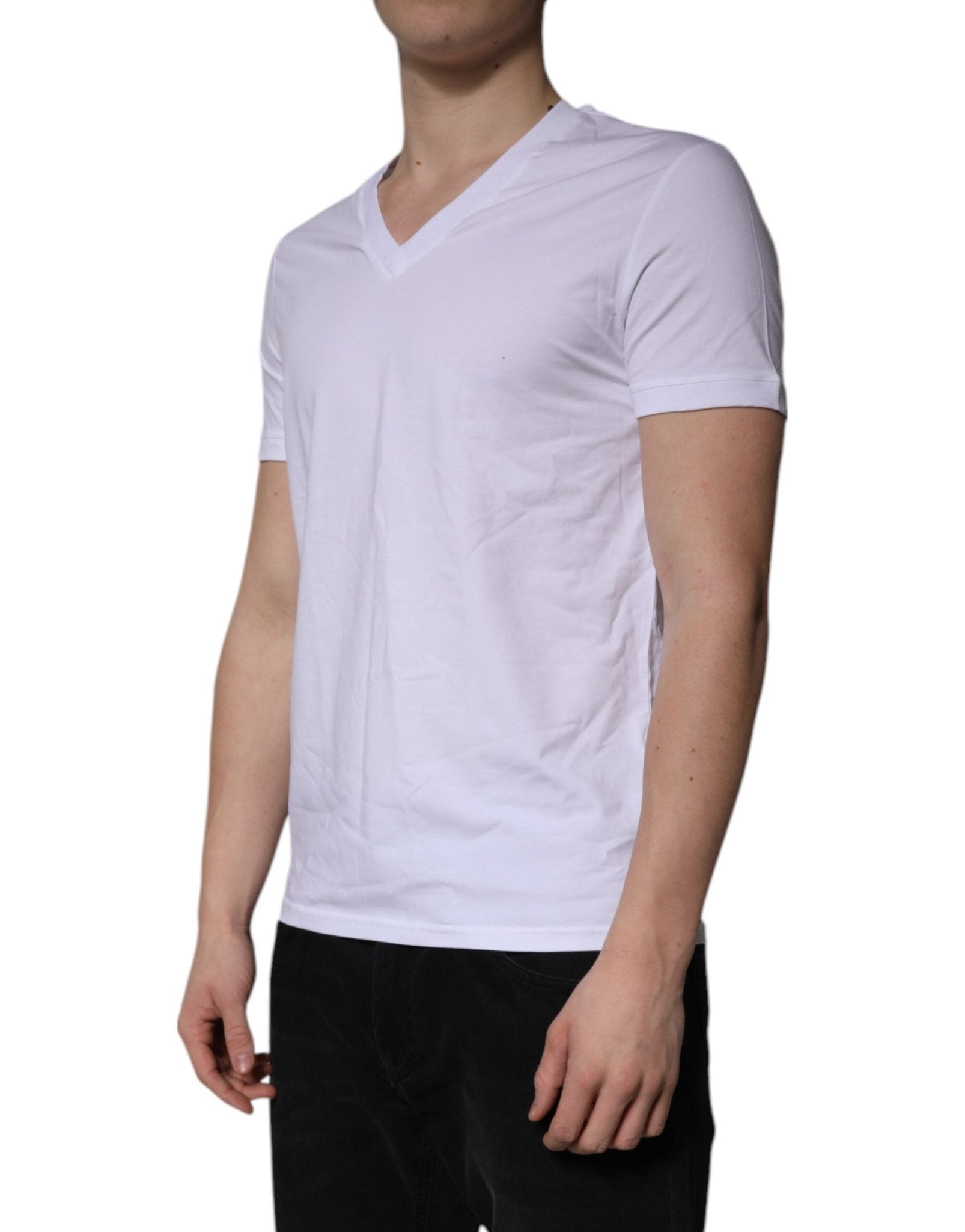 Dolce & Gabbana White V - neck Short Sleeves Underwear T-shirt - Sandy Store ByNet