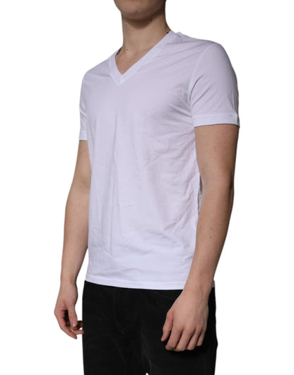 Dolce & Gabbana White V - neck Short Sleeves Underwear T-shirt - Sandy Store ByNet