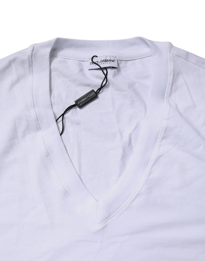 Dolce & Gabbana White V - neck Short Sleeves Underwear T-shirt - Sandy Store ByNet