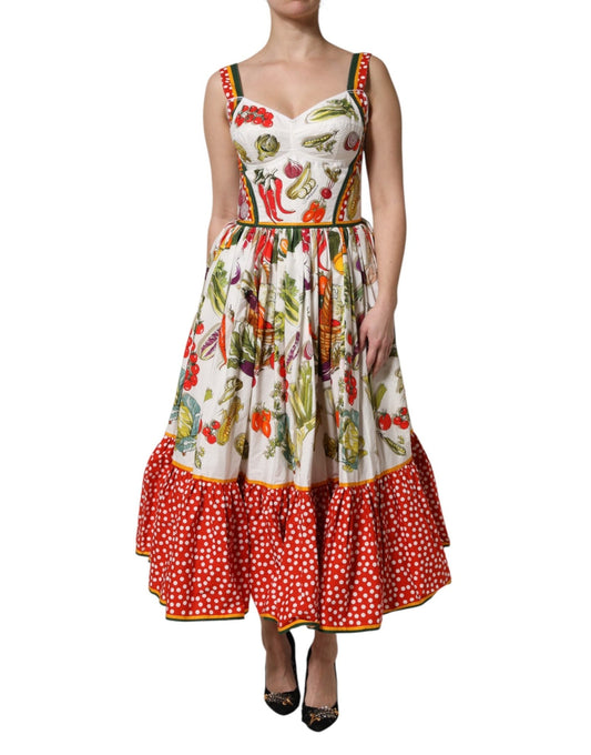 Dolce & Gabbana White Vegetables Sleeveless A - line Dress – IT36|XXS par Dolce & Gabbana | Disponible sur Sandy Store ByNet