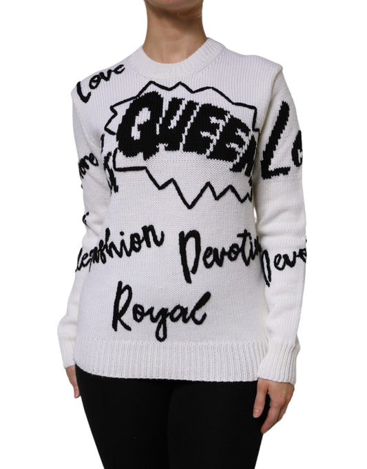 Dolce & Gabbana White Wool Knit Crew Neck Pullover Sweater – IT36|XXS par Dolce & Gabbana | Disponible sur Sandy Store ByNet