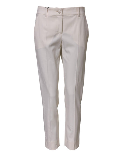 Dolce & Gabbana White Wool Mid Waist Tapered Trouser Pants – IT38 | XS par Dolce & Gabbana | Disponible sur Sandy Store ByNet
