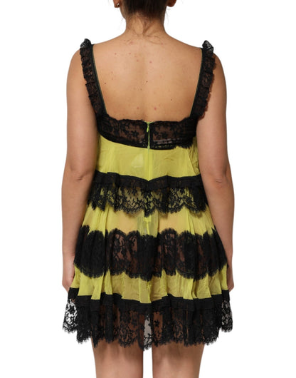 Dolce & Gabbana Yellow Black Babydoll Chemise Lingerie Dress – IT2 | S par Dolce & Gabbana | Disponible sur Sandy Store ByNet