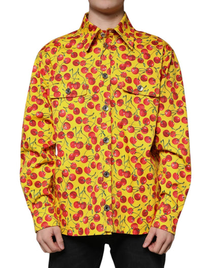 Dolce & Gabbana Yellow Cherry Button Down Men Casual Shirt – IT54 | XL par Dolce & Gabbana | Disponible sur Sandy Store ByNet
