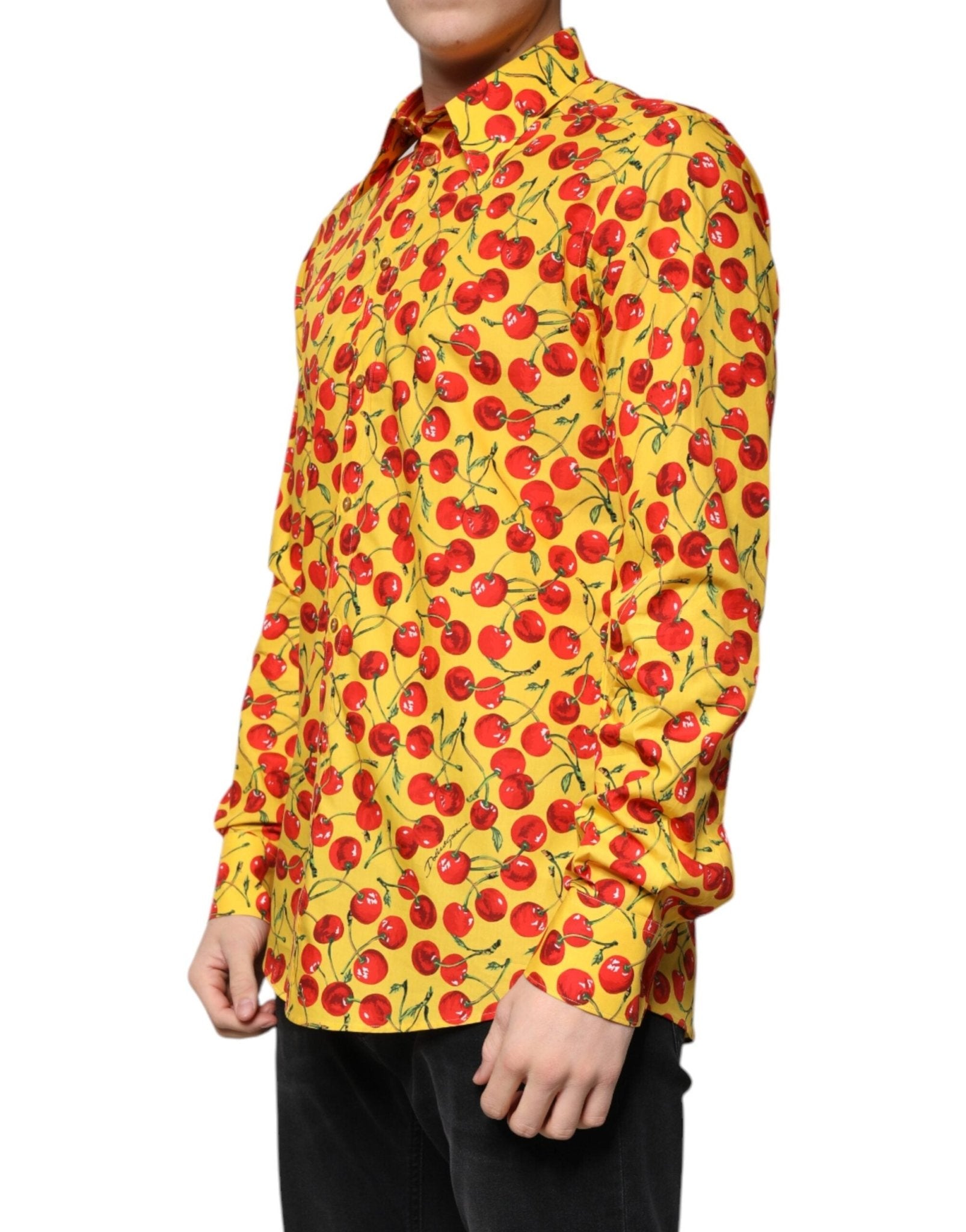 Dolce & Gabbana Yellow Cherry Cotton MARTINI Dress Shirt - Sandy Store ByNet