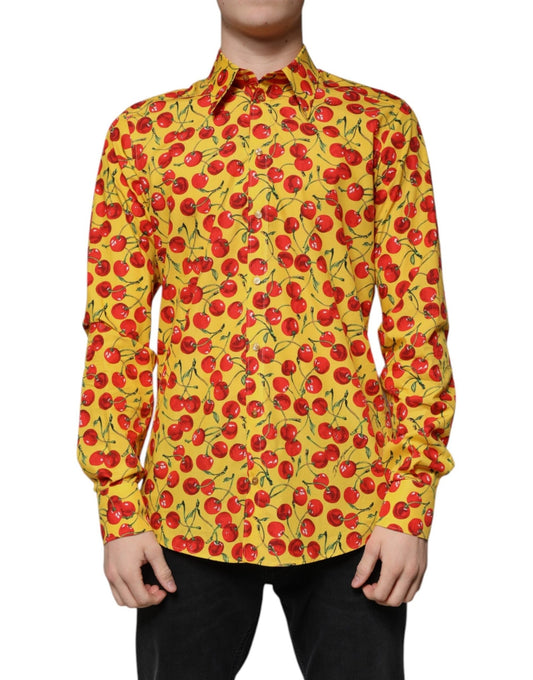 Dolce & Gabbana Yellow Cherry Cotton MARTINI Dress Shirt - Sandy Store ByNet