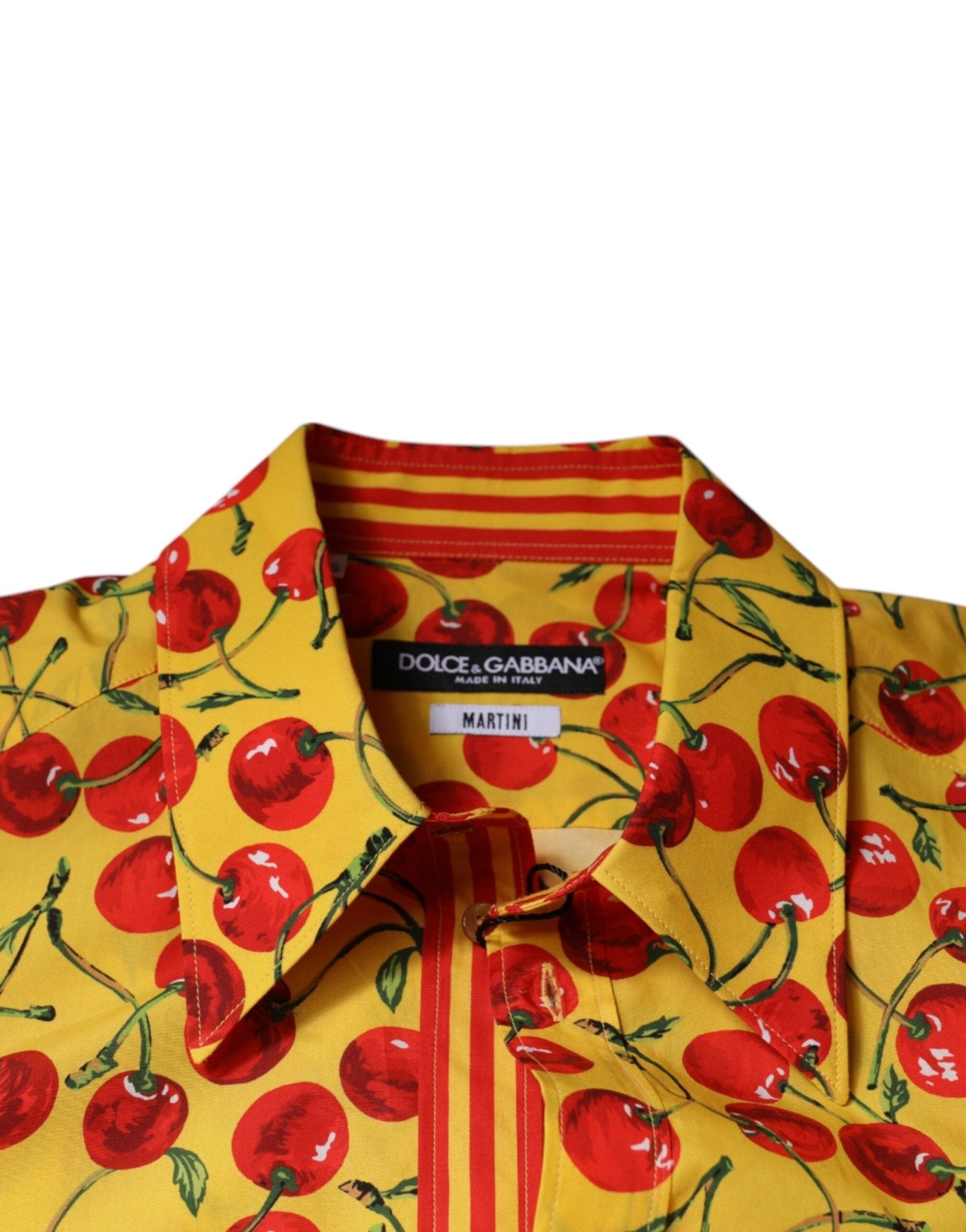 Dolce & Gabbana Yellow Cherry Cotton MARTINI Dress Shirt - Sandy Store ByNet
