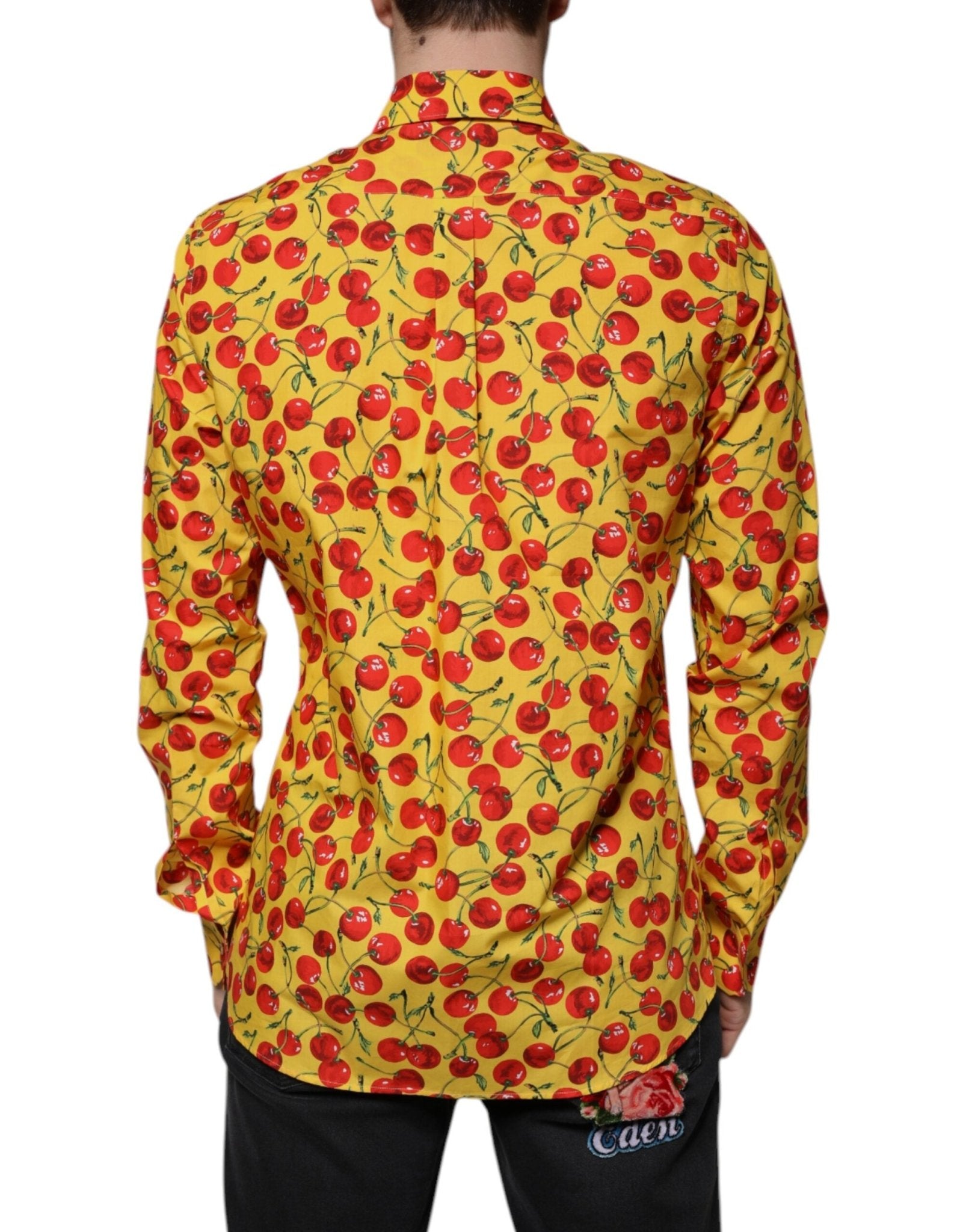 Dolce & Gabbana Yellow Cherry Cotton MARTINI Dress Shirt - Sandy Store ByNet
