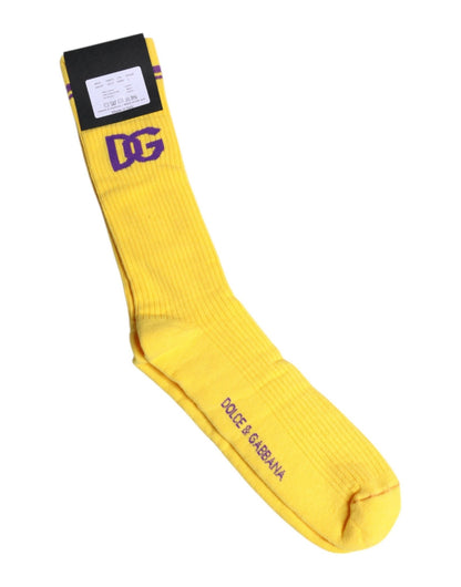Dolce & Gabbana Yellow Cotton DG Logo Mid Calf Socks – L par Dolce & Gabbana | Disponible sur Sandy Store ByNet