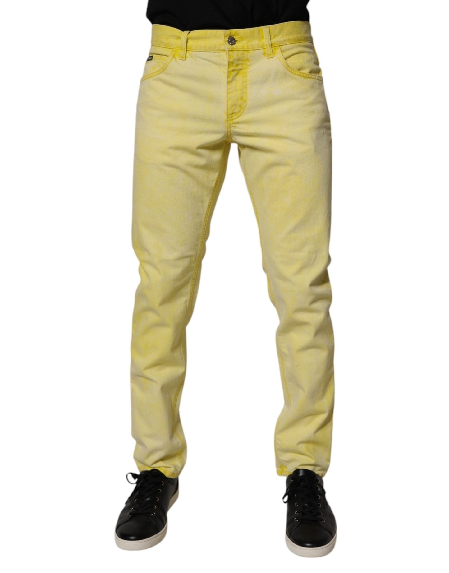Dolce & Gabbana Yellow Cotton Stretch Skinny Men Denim Jeans – IT48 | M par Dolce & Gabbana | Disponible sur Sandy Store ByNet