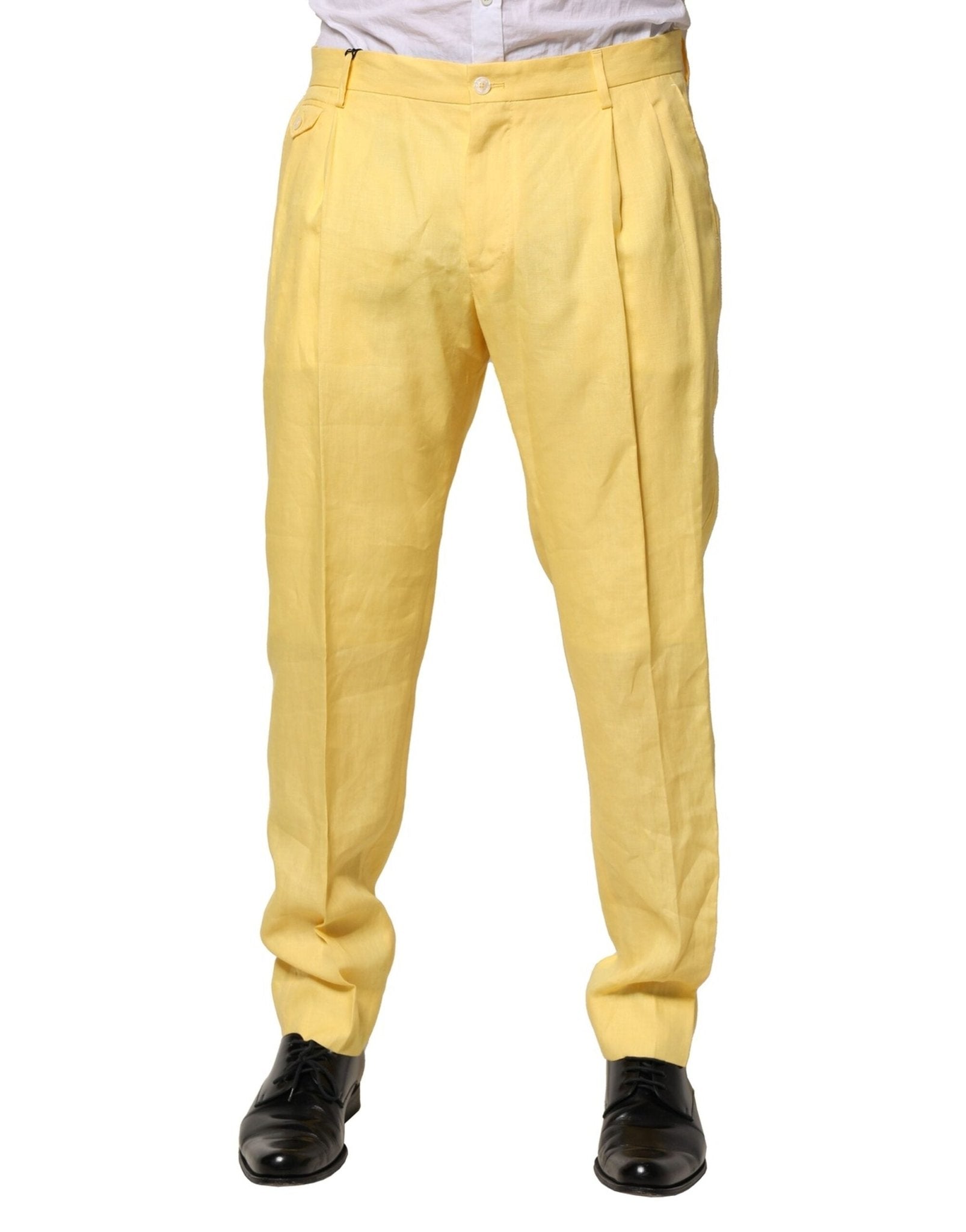 Dolce & Gabbana Yellow Flax Tapered Dress Men Pants – IT50 | L par Dolce & Gabbana | Disponible sur Sandy Store ByNet