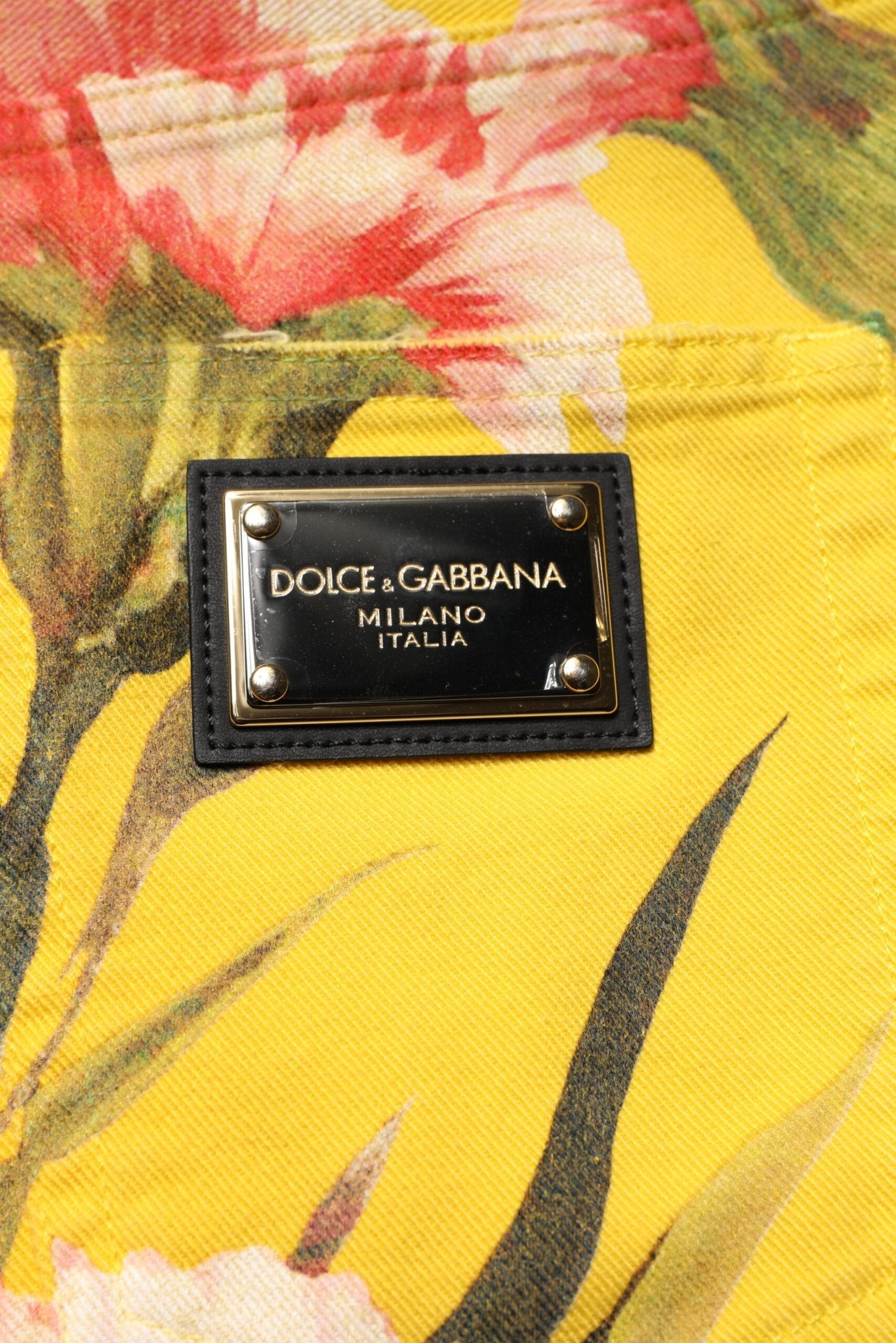 Dolce & Gabbana Yellow Floral Cargo Denim Men Bermuda Shorts - Sandy Store ByNet