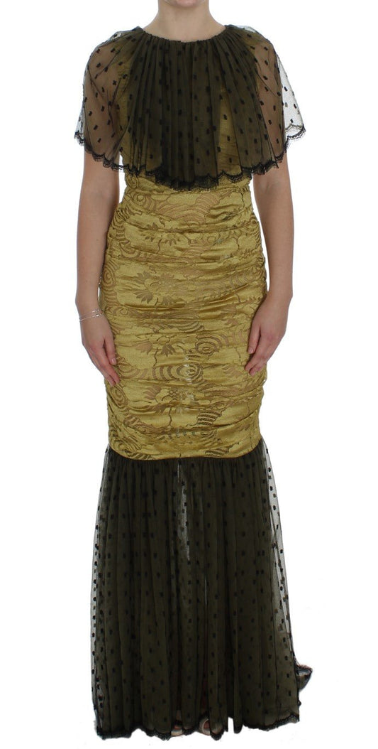 Dolce & Gabbana Yellow Floral Lace Sheath Dress - Sandy Store ByNet