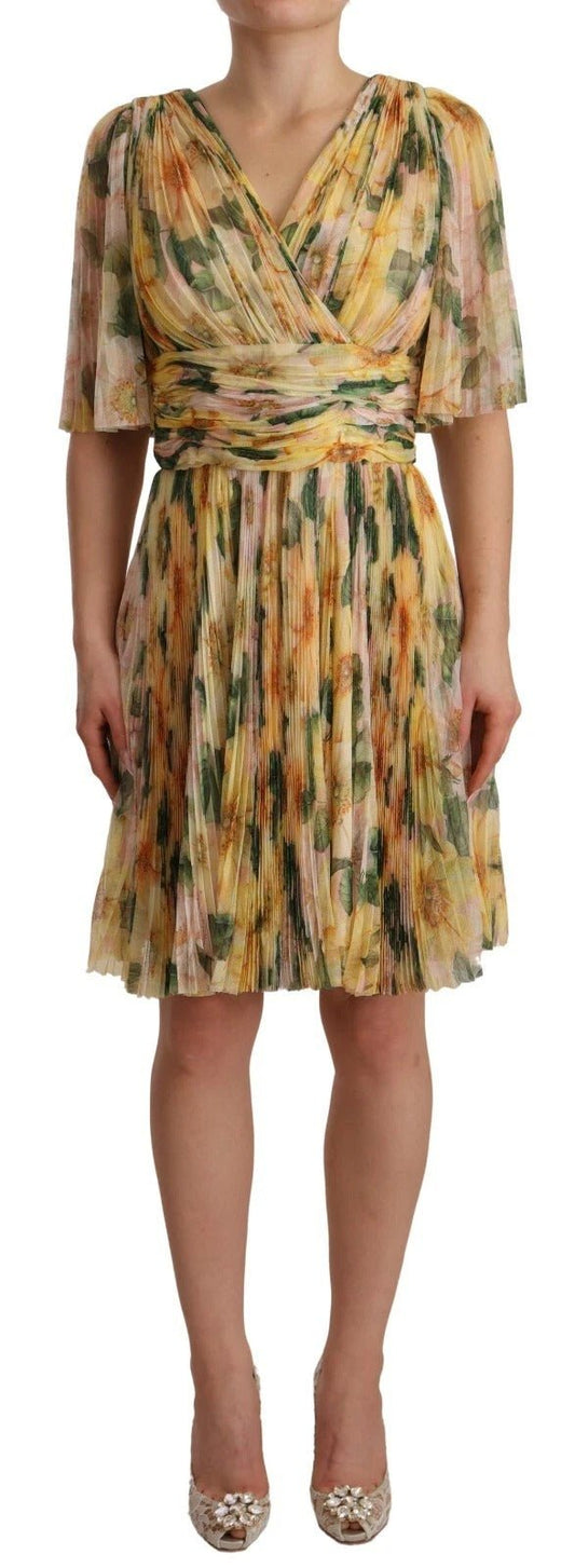 Dolce & Gabbana Yellow Floral Print Pleated Maxi Dress – IT38 | XS par Dolce & Gabbana | Disponible sur Sandy Store ByNet