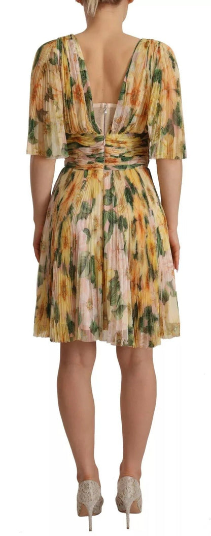 Dolce & Gabbana Yellow Floral Print Pleated Maxi Dress – IT38 | XS par Dolce & Gabbana | Disponible sur Sandy Store ByNet