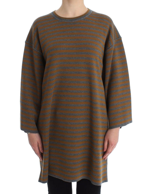 Dolce & Gabbana Yellow & Gray Striped Oversized Sweater - Sandy Store ByNet