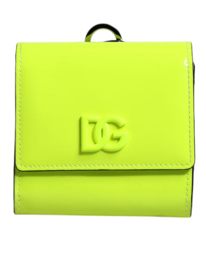 Dolce & Gabbana Yellow Green Bifold DG Logo Neck Strap Cardholder Wallet – par Dolce & Gabbana | Disponible sur Sandy Store ByNet