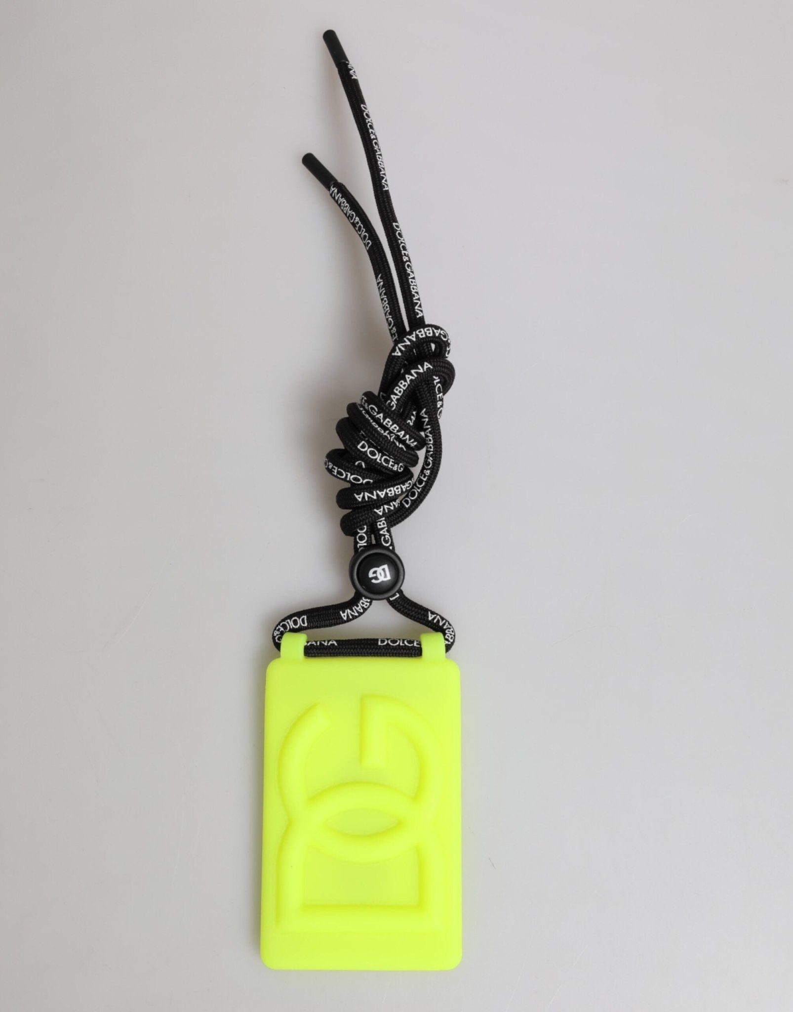 Dolce & Gabbana Yellow Green Rubber DG Embossed Adjustable Badge Holder – par Dolce & Gabbana | Disponible sur Sandy Store ByNet