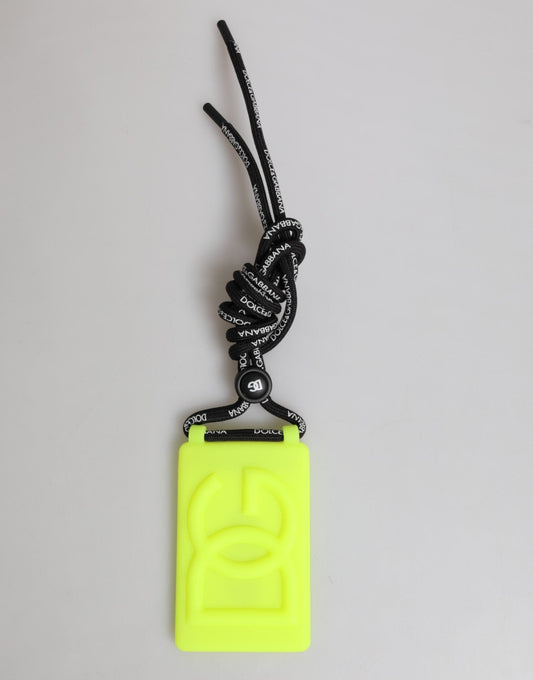Dolce & Gabbana Yellow Green Rubber DG Embossed Adjustable Badge Holder – par Dolce & Gabbana | Disponible sur Sandy Store ByNet