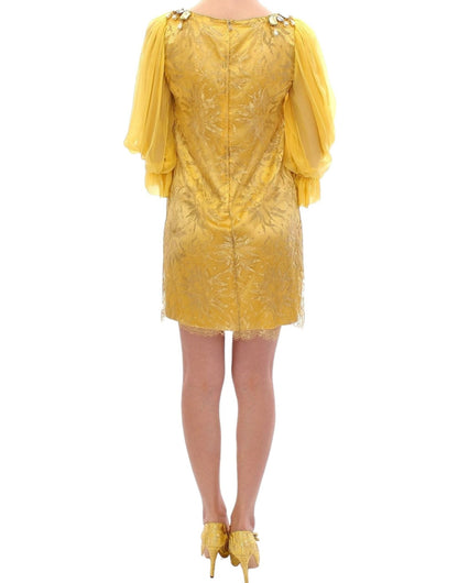Dolce & Gabbana Yellow Lace Crystal Embellished Mini Dress - Sandy Store ByNet