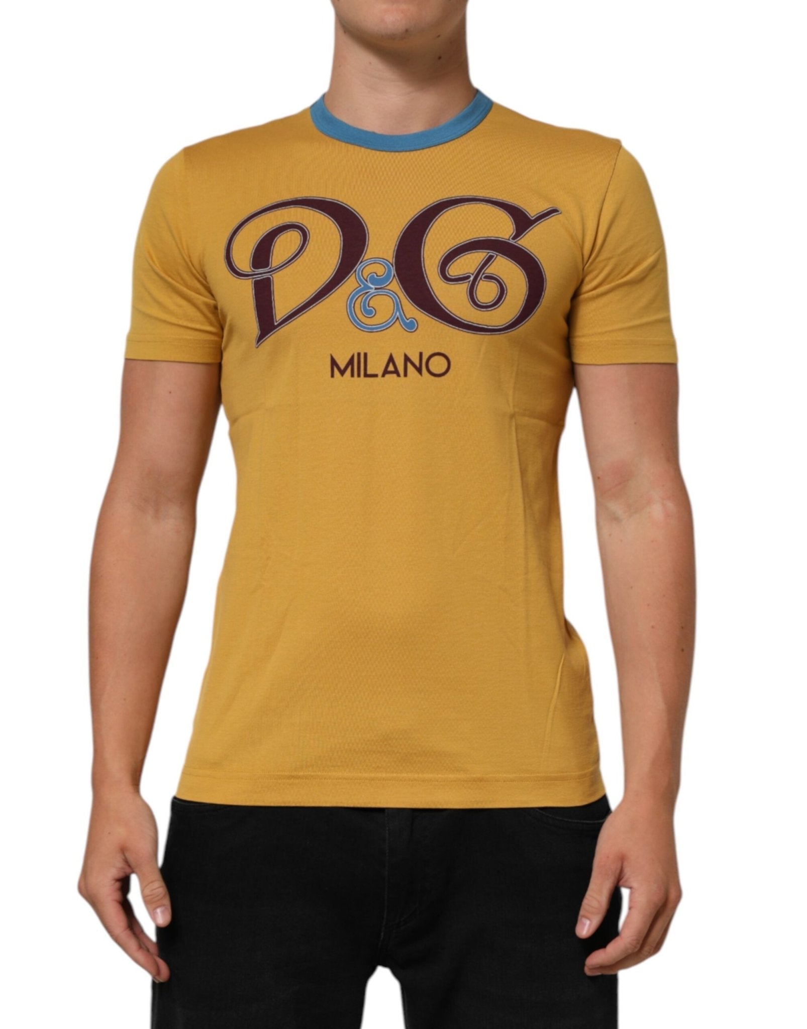 Dolce & Gabbana Yellow Logo Crew Neck Short Sleeves T-shirt – IT48 | M par Dolce & Gabbana | Disponible sur Sandy Store ByNet