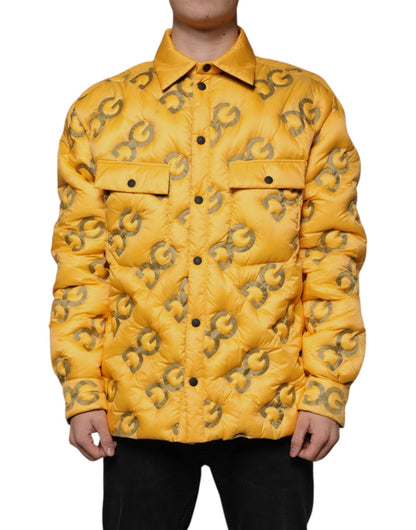 Dolce & Gabbana Yellow Logo Padded Buttoned Blouson Jacket – IT52 | XL par Dolce & Gabbana | Disponible sur Sandy Store ByNet