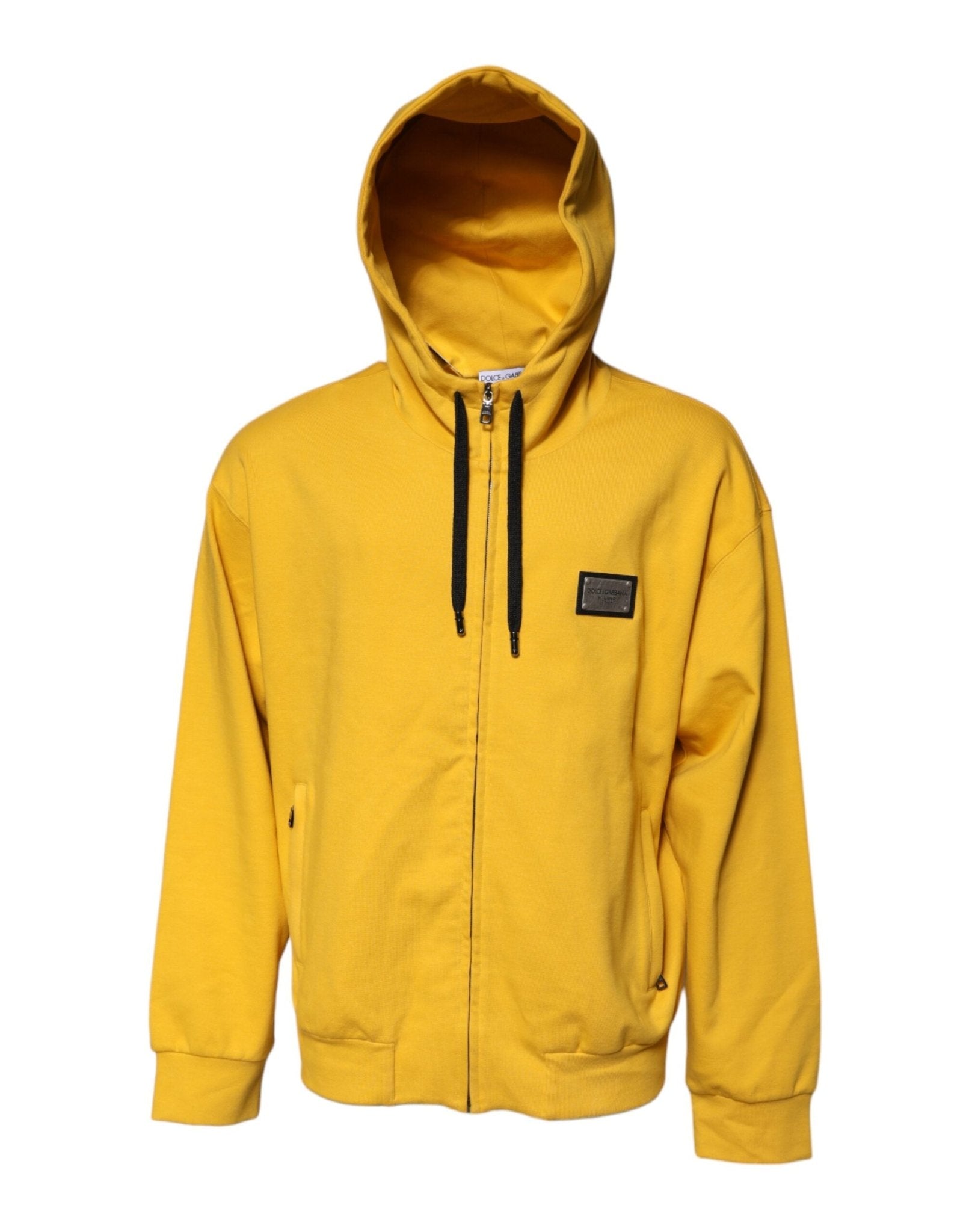 Dolce & Gabbana Yellow Logo Plaque Hooded Full Zip Sweater – IT54 | XL par Dolce & Gabbana | Disponible sur Sandy Store ByNet