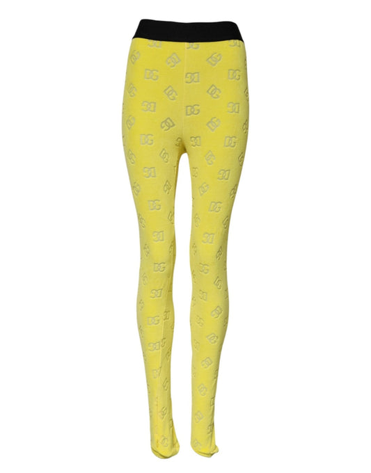 Dolce & Gabbana Yellow Logo Slim Fit Leggings Pants – IT40|S par Dolce & Gabbana | Disponible sur Sandy Store ByNet
