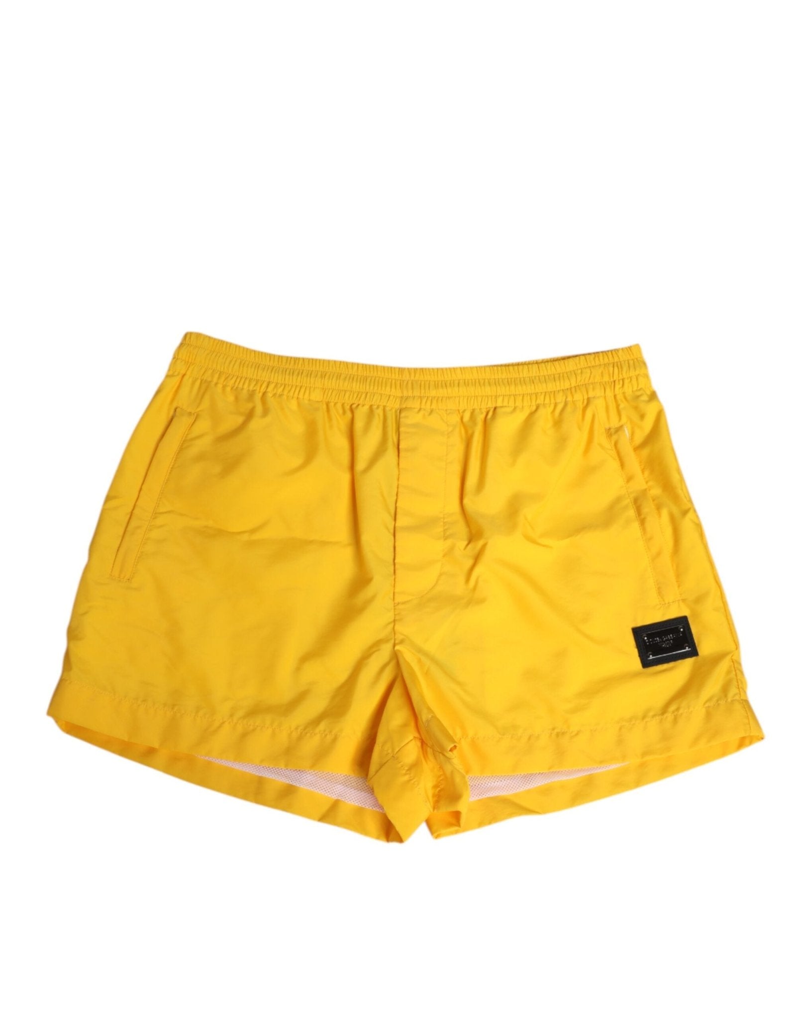 Dolce & Gabbana Yellow Nylon Logo Plaque Boxer Shorts Swimwear – IT48 | M par Dolce & Gabbana | Disponible sur Sandy Store ByNet