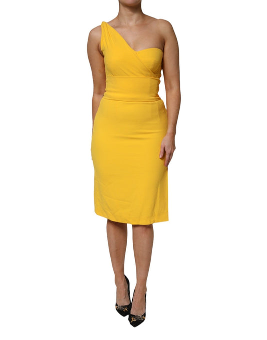 Dolce & Gabbana Yellow One Shoulder Side Slit Midi Dress – IT42|M par Dolce & Gabbana | Disponible sur Sandy Store ByNet