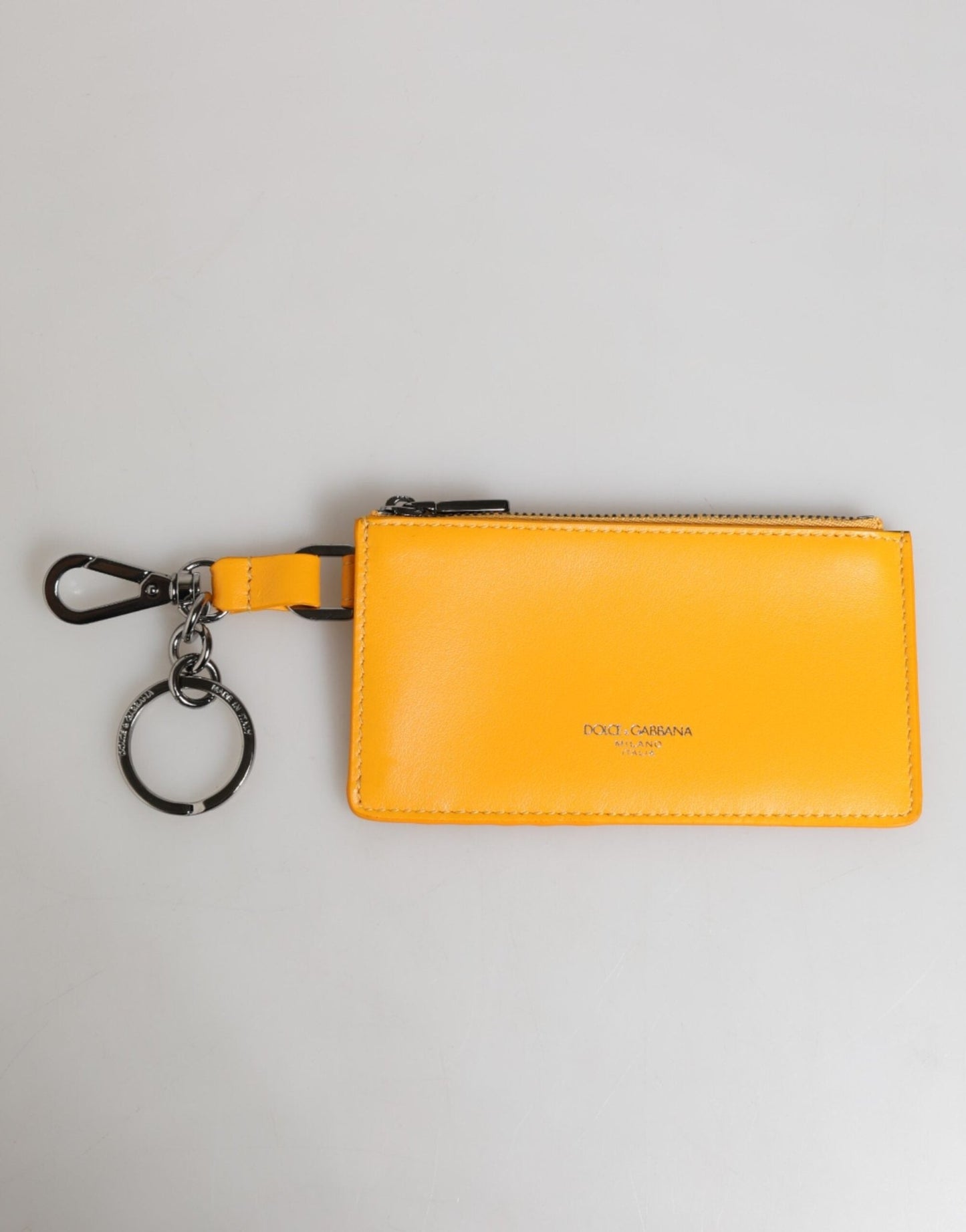 Dolce & Gabbana Yellow Orange Leather Credit Card Key Holder Clip On Wallet – par Dolce & Gabbana | Disponible sur Sandy Store ByNet