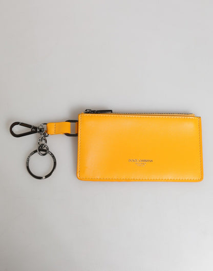 Dolce & Gabbana Yellow Orange Leather Credit Card Key Holder Clip On Wallet – par Dolce & Gabbana | Disponible sur Sandy Store ByNet