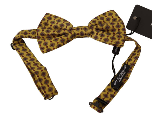 Dolce & Gabbana Yellow Patterned Silk Adjustable Neck Papillon Bow Tie – par Dolce & Gabbana | Disponible sur Sandy Store ByNet