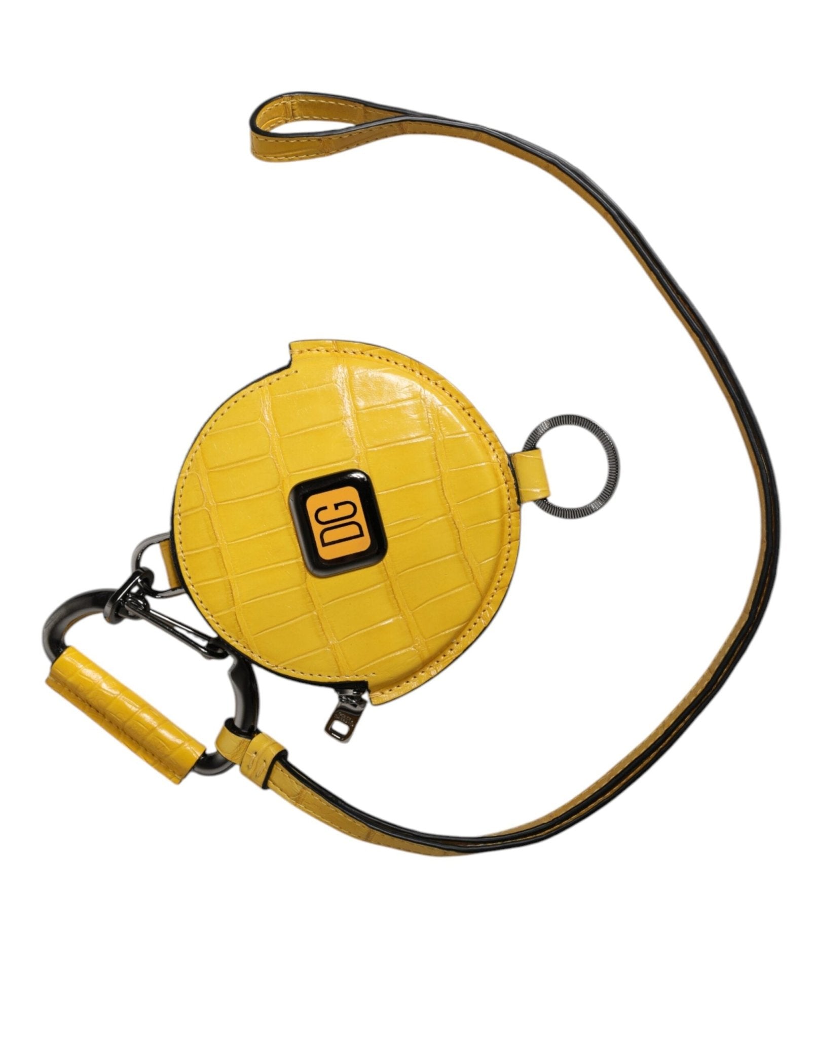 Dolce & Gabbana Yellow Round Leather DG Logo Coin Purse Lanyard Wallet – par Dolce & Gabbana | Disponible sur Sandy Store ByNet