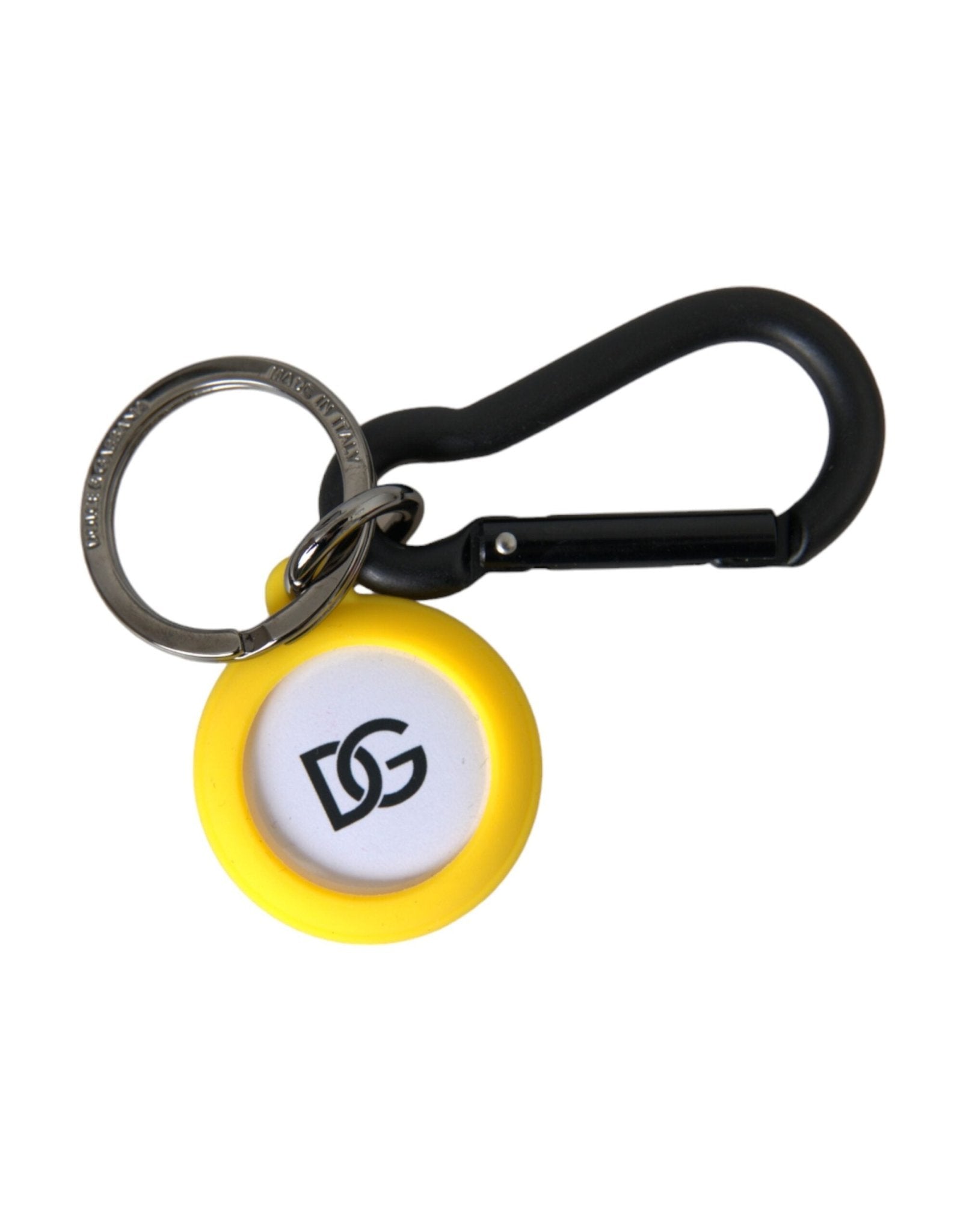 Dolce & Gabbana Yellow Rubber DG Logo Round Brass Metal Keyring Keychain - Sandy Store ByNet