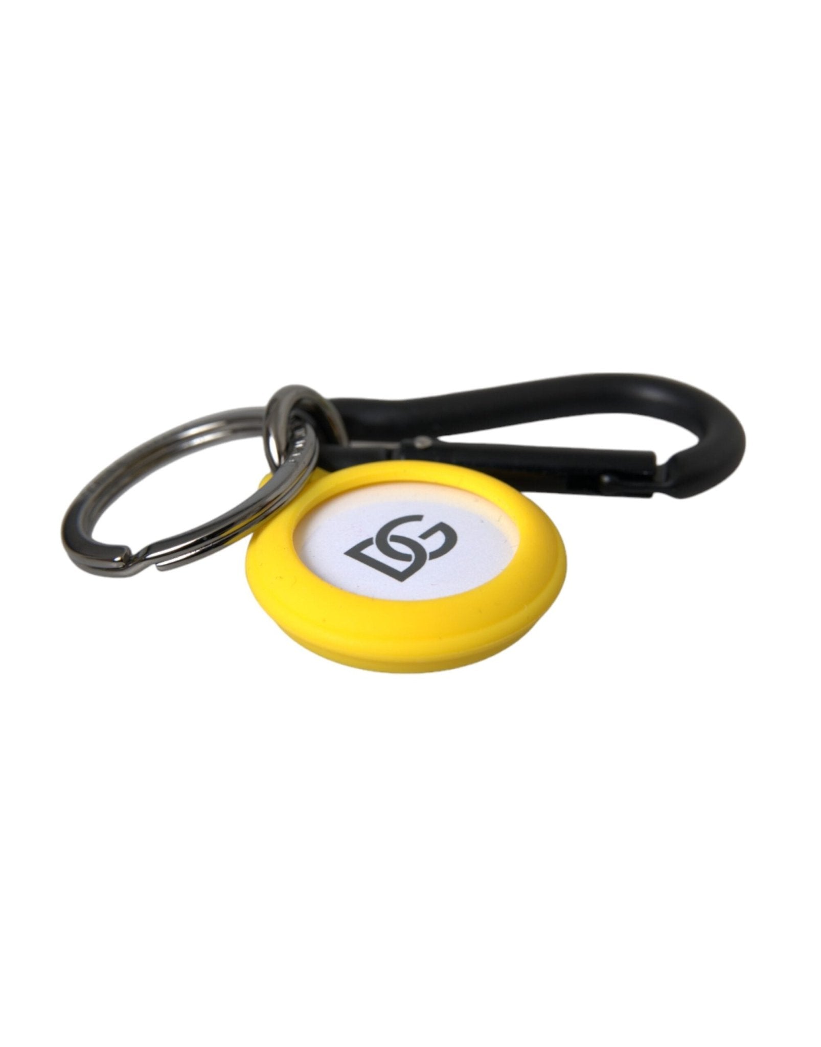 Dolce & Gabbana Yellow Rubber DG Logo Round Brass Metal Keyring Keychain - Sandy Store ByNet