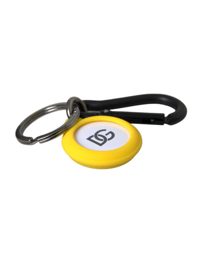 Dolce & Gabbana Yellow Rubber DG Logo Round Brass Metal Keyring Keychain - Sandy Store ByNet