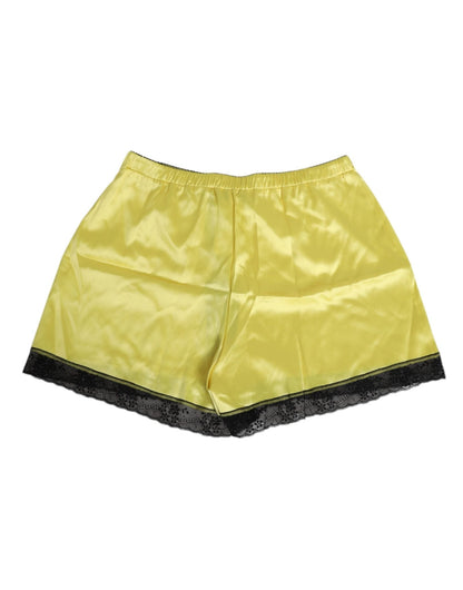Dolce & Gabbana Yellow Satin Silk Mid Waist Underwear Shorts – IT2 | S par Dolce & Gabbana | Disponible sur Sandy Store ByNet
