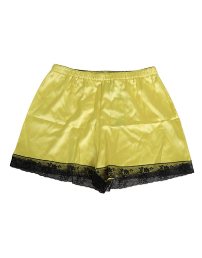 Dolce & Gabbana Yellow Satin Silk Mid Waist Underwear Shorts – IT2 | S par Dolce & Gabbana | Disponible sur Sandy Store ByNet