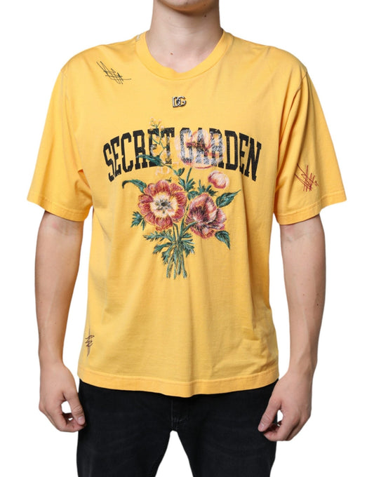 Dolce & Gabbana Yellow Secret Graden Floral Cotton Crew Neck T-shirt – IT48 | M par Dolce & Gabbana | Disponible sur Sandy Store ByNet