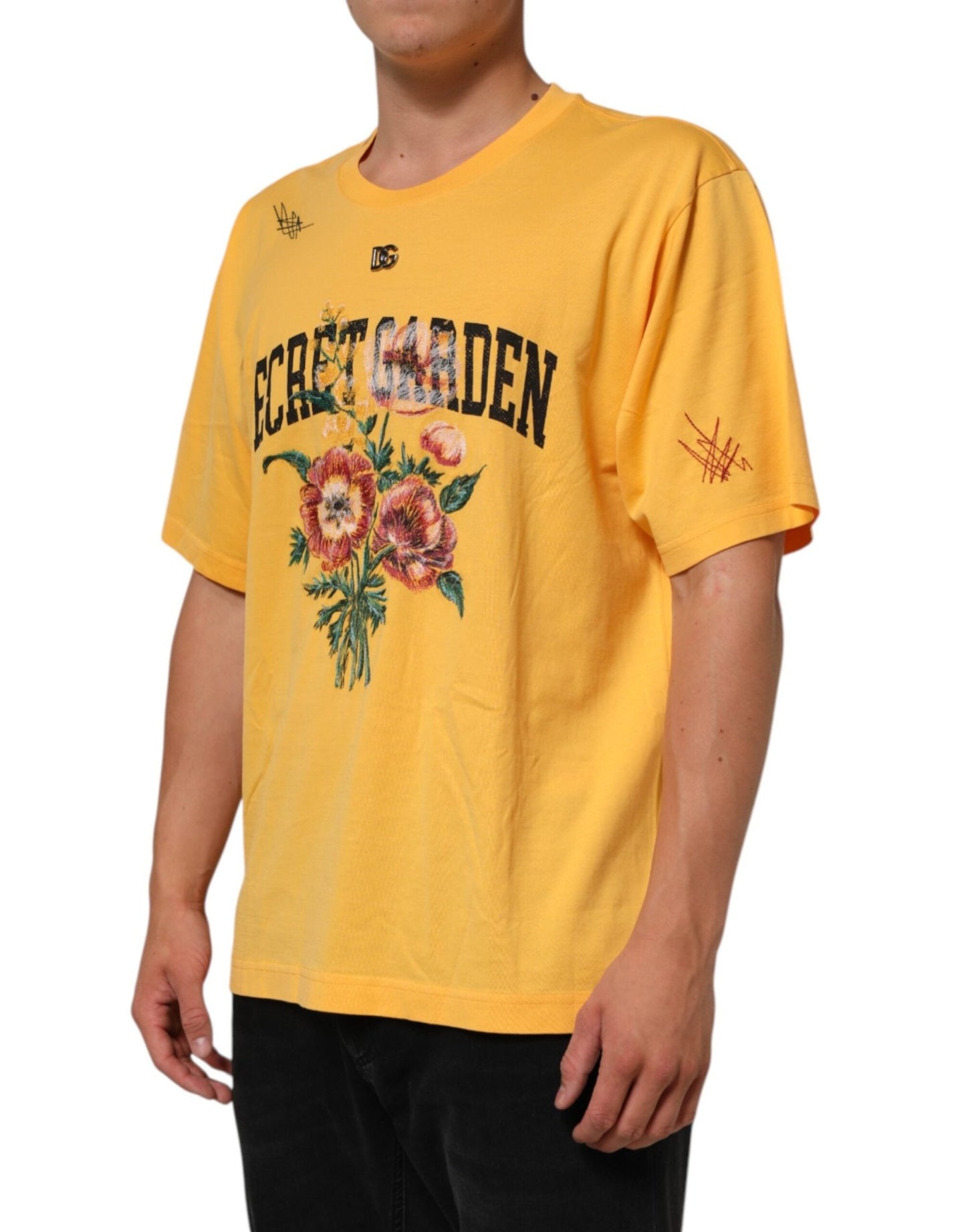 Dolce & Gabbana Yellow Secret Graden Floral Cotton CrewNeck T-shirt – IT50 | L par Dolce & Gabbana | Disponible sur Sandy Store ByNet