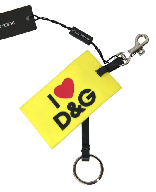 Dolce & Gabbana Yellow Silicone DG Logo Gold Brass Keyring Keychain – par Dolce & Gabbana | Disponible sur Sandy Store ByNet