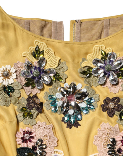 Dolce & Gabbana Yellow Silk Floral Embroidered Maxi Dress – IT46|XL par Dolce & Gabbana | Disponible sur Sandy Store ByNet