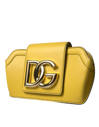 Dolce & Gabbana Yellow Smooth Leather DG Logo Clutch Crossbody Case Bag – par Dolce & Gabbana | Disponible sur Sandy Store ByNet