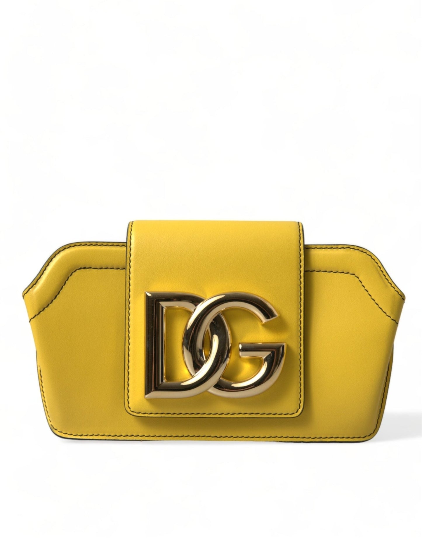 Dolce & Gabbana Yellow Smooth Leather DG Logo Clutch Crossbody Case Bag – par Dolce & Gabbana | Disponible sur Sandy Store ByNet