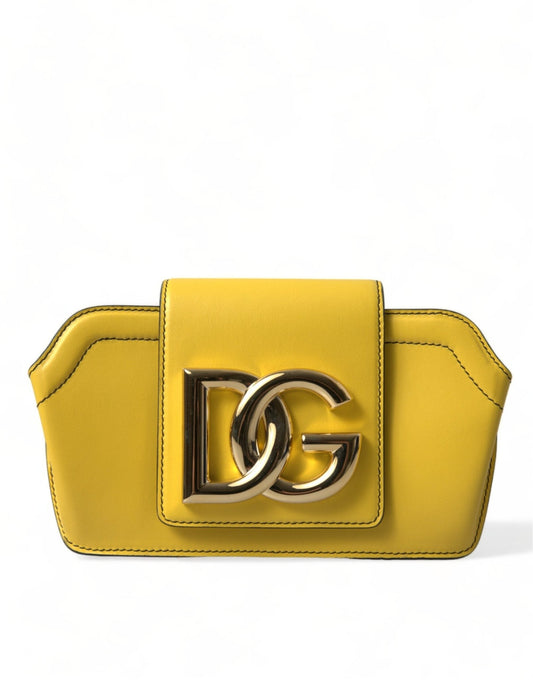 Dolce & Gabbana Yellow Smooth Leather DG Logo Clutch Crossbody Case Bag – par Dolce & Gabbana | Disponible sur Sandy Store ByNet